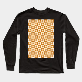 Lisa Says Gah Inspired Checkered Flower Trendy Brown Long Sleeve T-Shirt